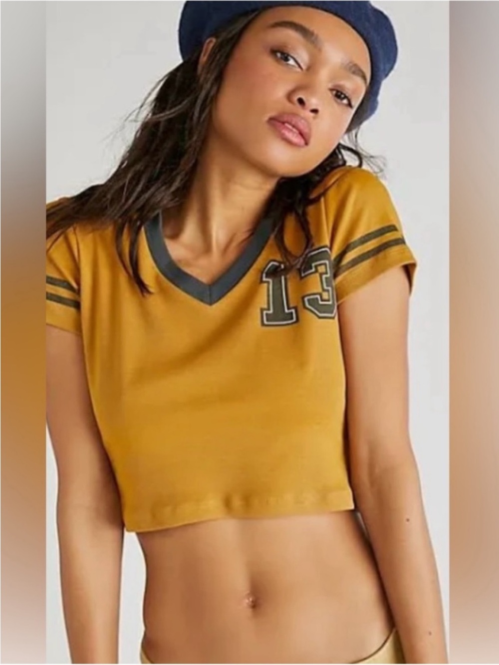 Free People X Daydreamer sporty 13 fitted cropped polo